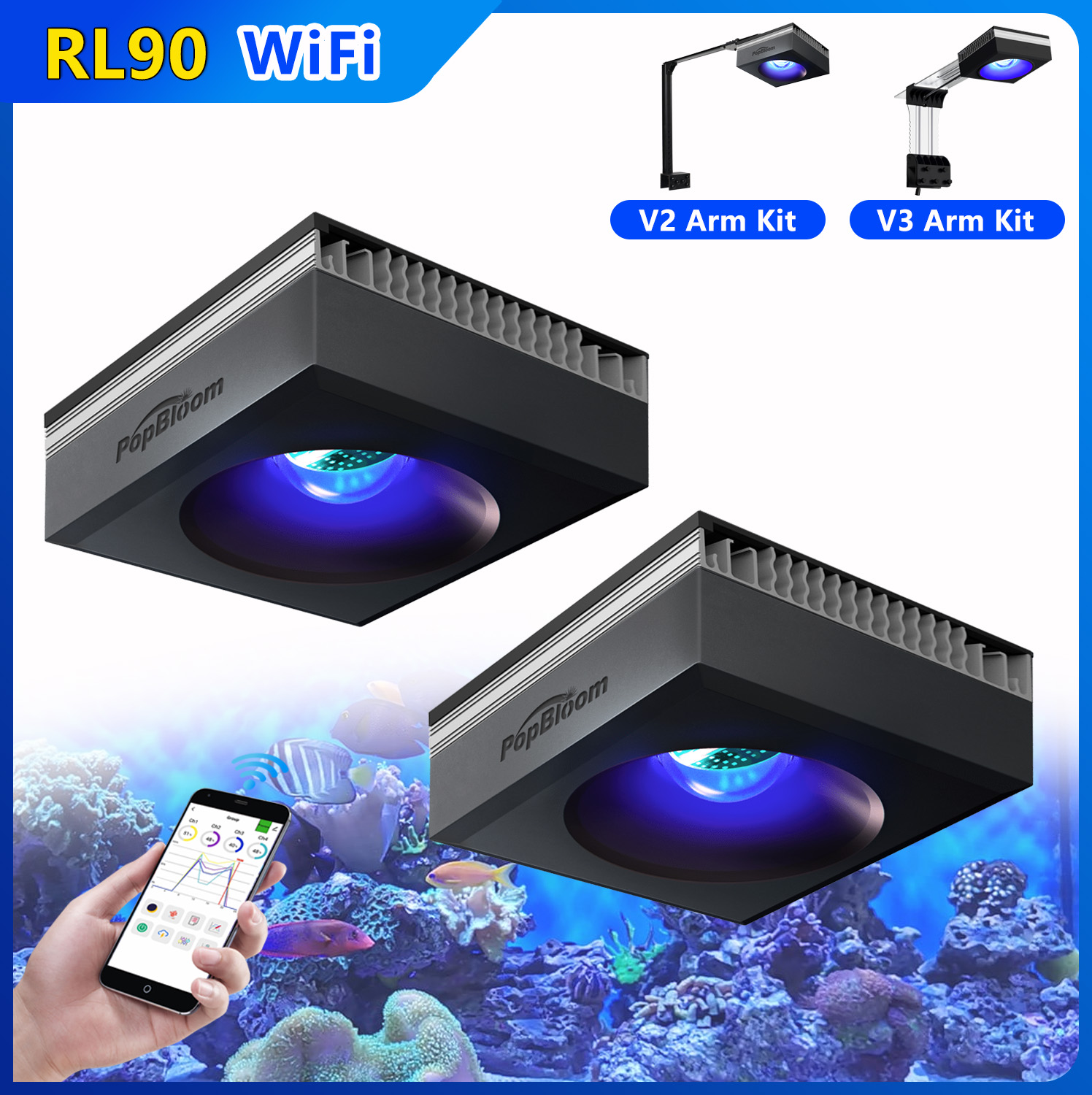 Aquarium Marine Rock - PopBloom 2PCS RL90 Luces LED para