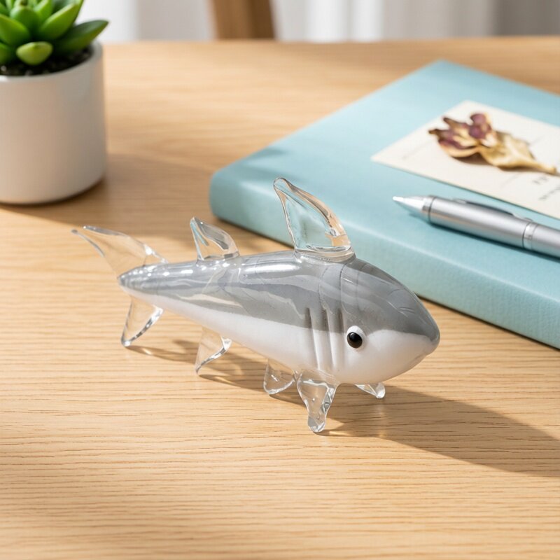 Marine Aquarium Home - Figura de Tiburón de Cristal de