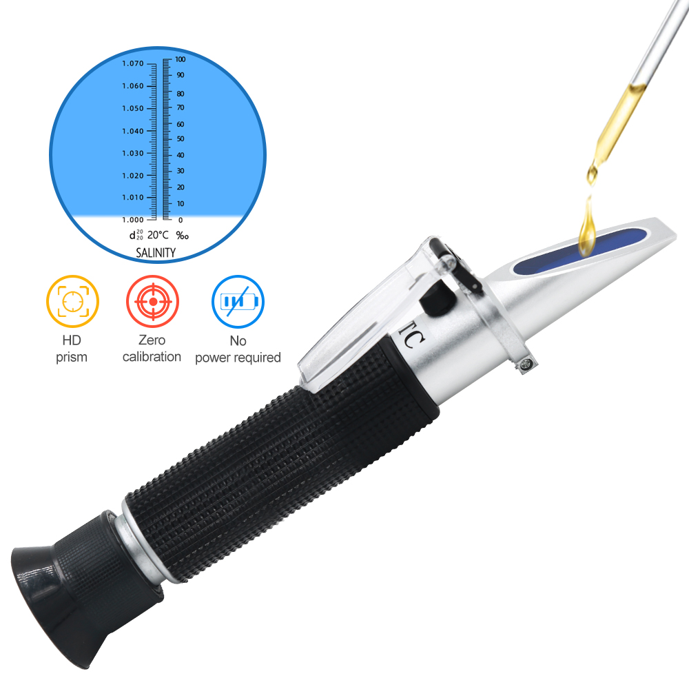 Refractometer Salinity - Refractómetro de salinidad portátil 0-100% salinómetro